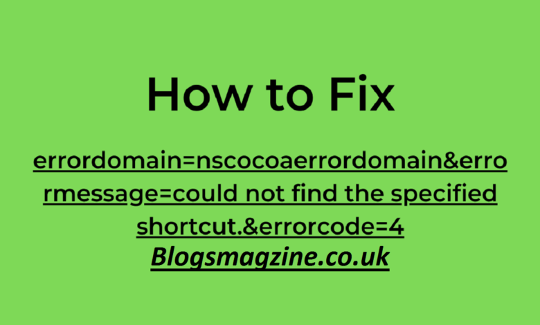 errordomain=nscocoaerrordomain&errormessage=could not find the specified shortcut.&errorcode=4